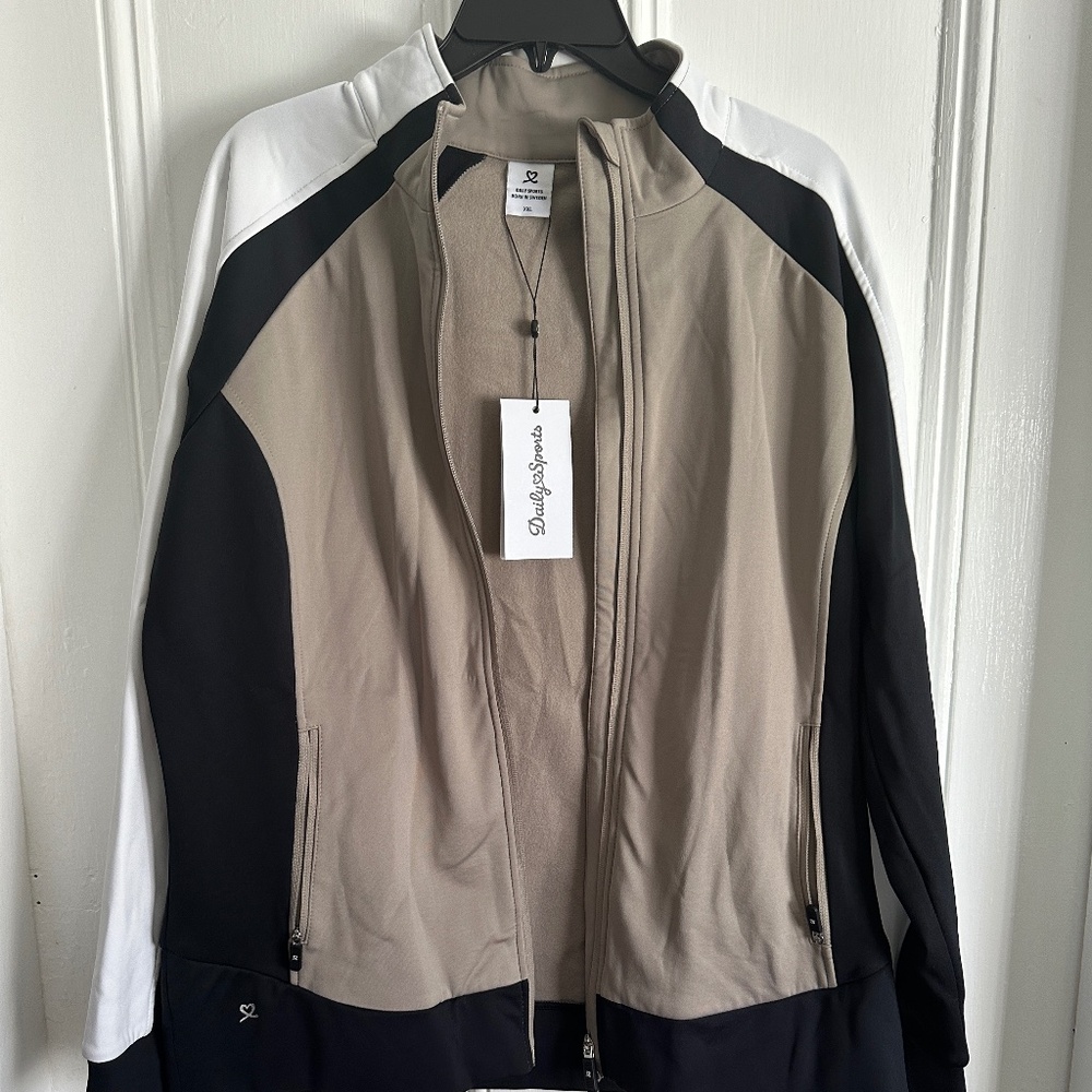 NWT Daily Sports "Lorinda" Women's Black, Tan, White Full-Zip Golf Jacket, XXL